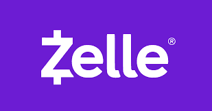 Zelle logo in white text on a purple background.